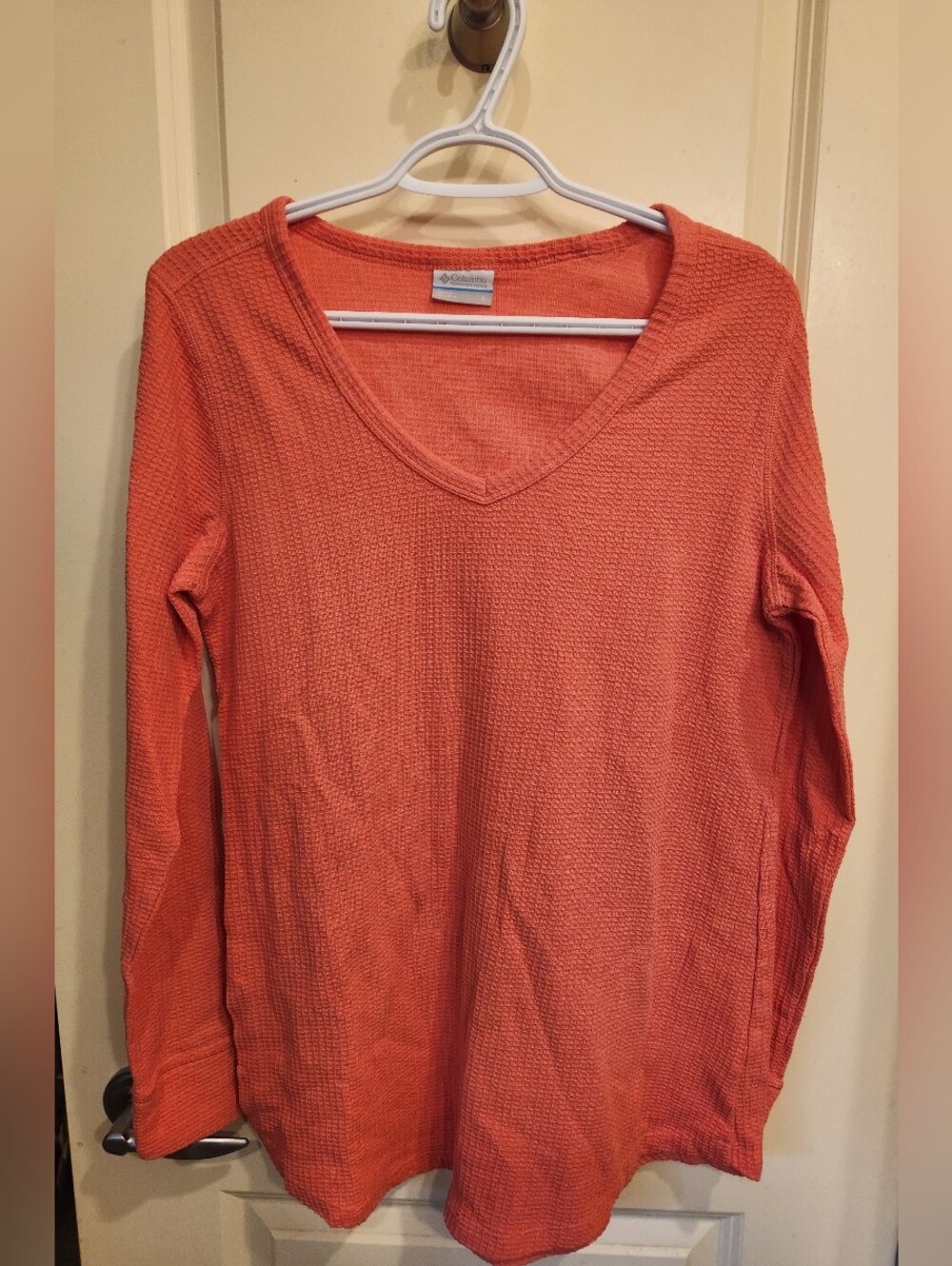 Columbia Coral V-Neck Waffle Knit Top